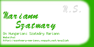 mariann szatmary business card