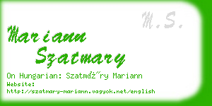 mariann szatmary business card